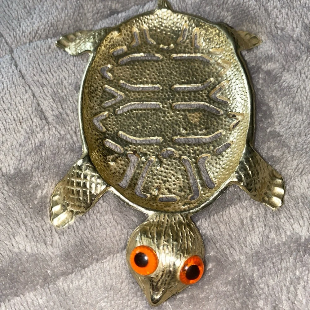 Gold‎ Colored Metal Turtle Soap Dish, Soap Holder, Vintage Bathroom Decor